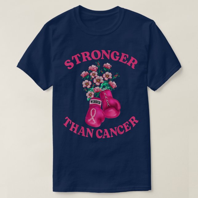 Camiseta Mais Forte Que O Cancer Boing Luvas Bola de Fita R (Frente do Design)