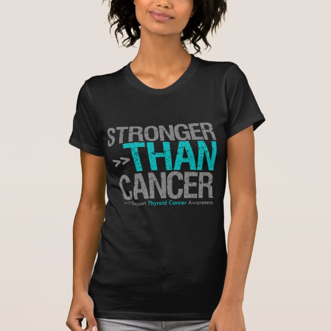 Camiseta Mais Forte Que O Cancer - Cancer Da Tiroide (Frente)