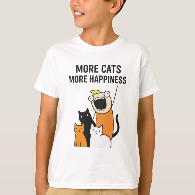 Camiseta Mais gatos Mais felicidade (Frente)