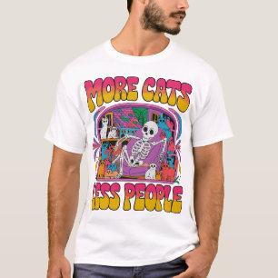 Camiseta Mais Gatos Menos Pessoas Esqueleto Engraçado com K
