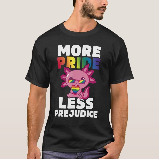 Camiseta Mais Orgulho Menos Preconceito Axolotl LGBT Ally G (Frente)