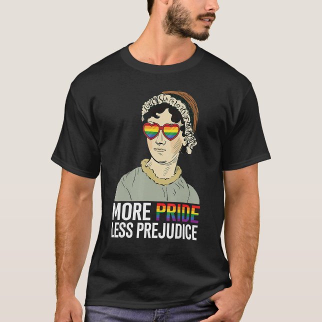 Camiseta Mais Orgulho Menos Preconceito LGBT Jane Austen Or (Frente)