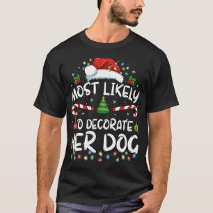 Camiseta Mais Propensa a Decorar o Natal da Família do Cach