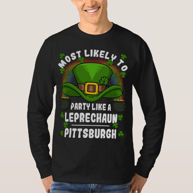 Camiseta Mais propensa a Ruas do Partido Leprechaun. (Frente)