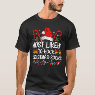 Camiseta Mais Propenso a Balançar Meias de Natal Divertido 