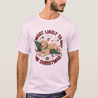 Camiseta Mais propenso a dormir no Natal, Pup