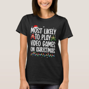Camiseta Mais Propenso a Jogar Videojogos no Natal Família