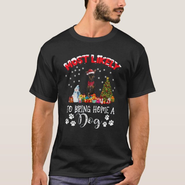 Camiseta Mais propenso a trazer para casa um cão-macho mini (Frente)