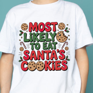 Camiseta Mais provável comer biscoitos do Papai Noel Natal