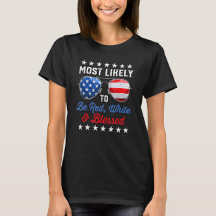 Camiseta Mais Provável de Ser Óculos de Sol Vermelhos Branc