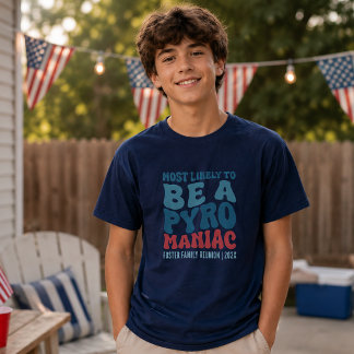Camiseta Mais Provável de Ser um Pirômano Personalizado