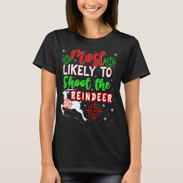 Camiseta Mais Provável Para Atirar Na Rebelde Natal Feia P (Frente)