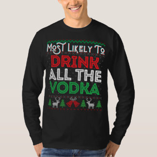 Camiseta Mais Provável Para Beber Todos Os Xmas Engraçados 