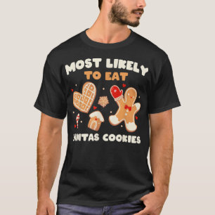 Camiseta Mais Provável Para Comer Cookies Santas Férias C