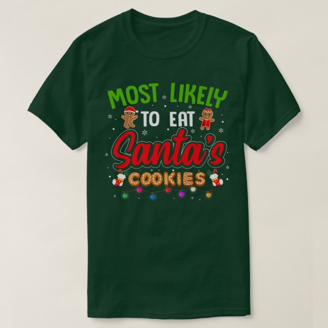 Camiseta Mais Provável Para Comer O Natal Da Família Santas (Frente do Design)