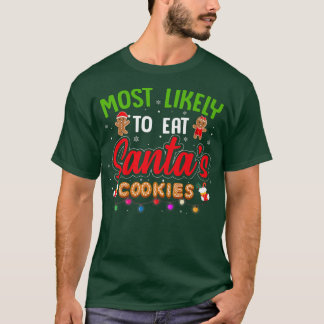 Camiseta Mais Provável Para Comer O Natal Da Família Santas