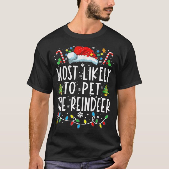 Camiseta Mais Provável Para Pet Da Família De Natal Da Rebe (Frente)