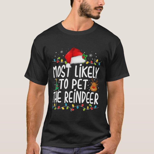 Camiseta Mais Provável Para Pet Da Família De Natal Da Rebe (Frente)