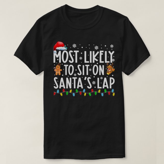 Camiseta Mais Provável Para Se Sentar No Natal Da Família D (Frente do Design)