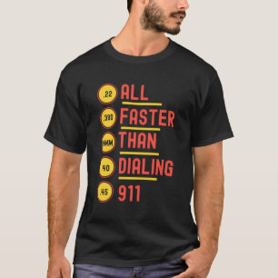 Camiseta Mais rápido do que discando o calibre da lâmpada 9