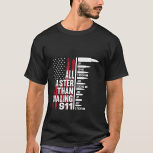 Camiseta Mais Rápido Do Que Discar A Arma De Bandeira Ameri