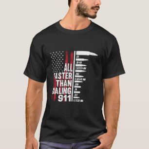 Camiseta Mais Rápido Do Que Discar A Arma De Bandeira Ameri