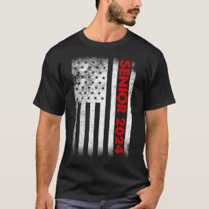 Camiseta Mais velho 2024 American Flag USA Graduation Class