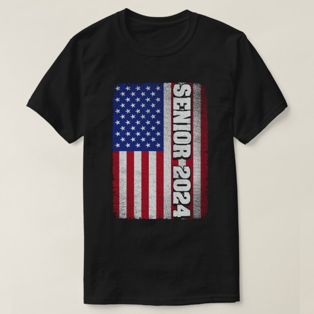 Camiseta Mais velho 2024 Licenciação de Bandeira Americana (Frente do Design)
