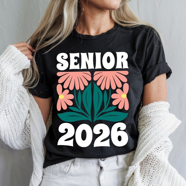 Camiseta Mais velho 2026 - Graduação de Flores Personalizad (Criador carregado)