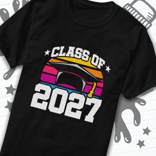 Camiseta Mais velho 2027 Classe de Graduação de 2027 Retro 