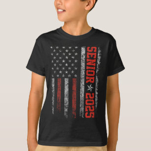 Camiseta Mais velho Ano 2025 Graduação Americana Flag Usa C