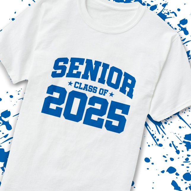Camiseta Mais velho ano 2025 - Graduação escolar - Classe d (Count down to graduation with our classic, commemorative Senior Class of 2025 t-shirt! -Teemixer)