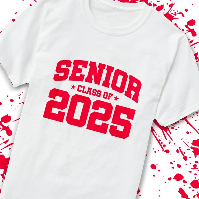 Camiseta Mais velho ano 2025 - Graduação escolar - Classe d (Count down to graduation with our classic, commemorative Senior Class of 2025 t-shirt! -Teemixer)