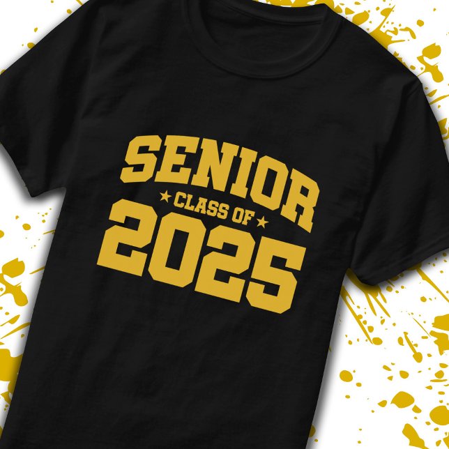 Camiseta Mais velho ano 2025 - Graduação escolar - Classe d (Count down to graduation with our classic, commemorative Senior Class of 2025 t-shirt! -Teemixer)