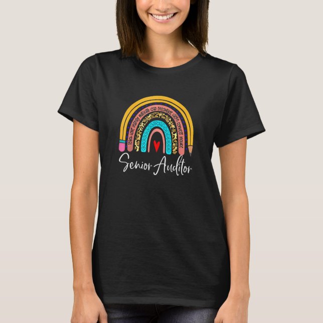 Camiseta Mais velho Auditor Leopard Rainbow Contabilizando (Frente)