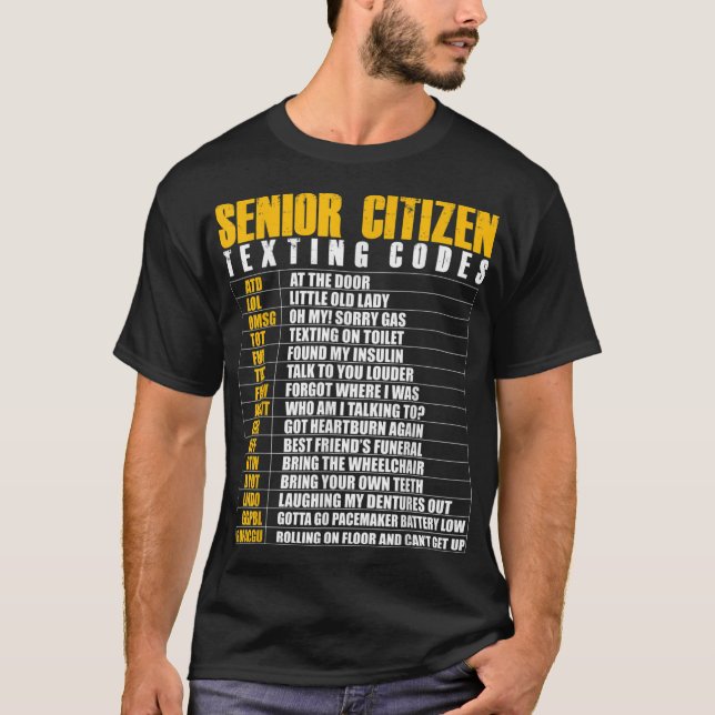 Camiseta Mais velho Cidadão Mensagem de Código Engraçado Id (Frente)