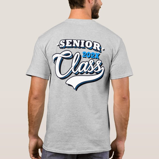 Camiseta Mais velho Classe de graduação de , azul claro (Verso)