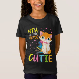 Camiseta Mais velho de Gato Estudante Cutie do 4º Grau