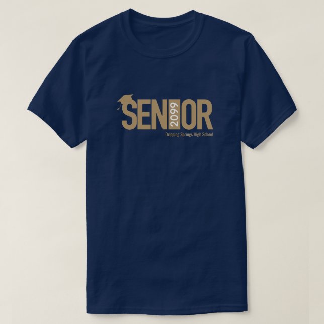 Camiseta MAIS VELHO Dourado com Boné de formatura (Frente do Design)
