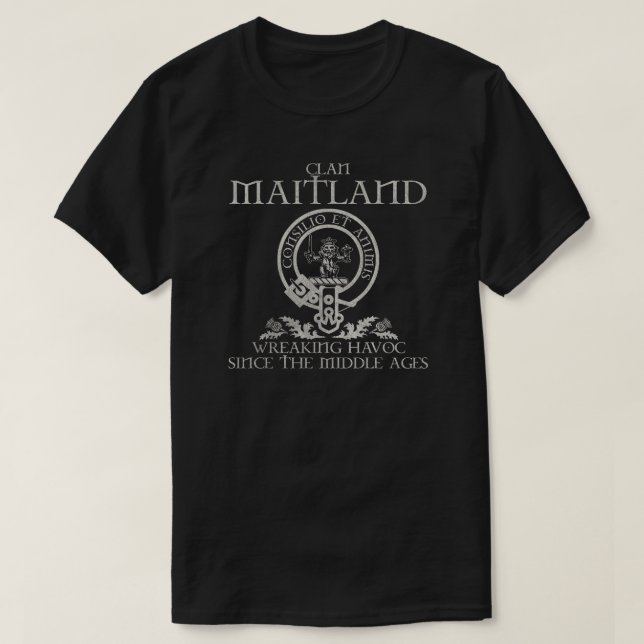Camiseta Maitland Clan crest apelido escocês tartan Thistl (Frente do Design)