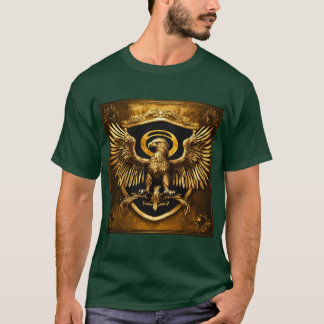 Camiseta Maiúscula Ouro Eagle Crest Art Impressão
