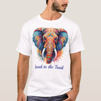 Camiseta "Majestade Colorida: Arte Tribal de Elefante em To