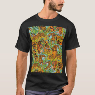 Camiseta Majestade da Selva: Tigres em meio à Greenerescênc