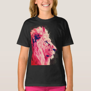 Camiseta Majestade de Leão Rosa em Tela Preta
