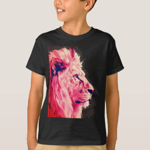 Camiseta Majestade de Leão Rosa em Tela Preta