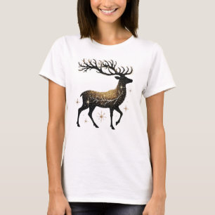 Camiseta Majestade Dourada Starry Reindeer