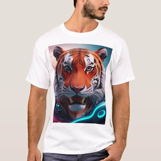 Camiseta Majestade feroz - T-Shirt 3D Tiger (Frente)