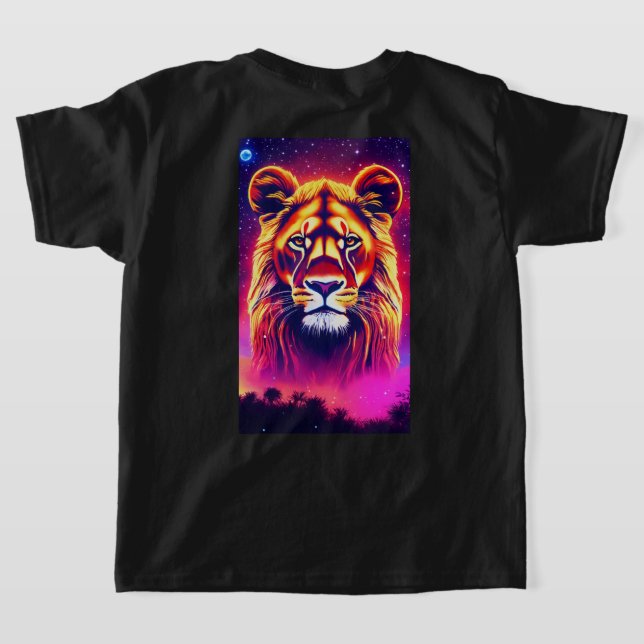 Camiseta "Majestade Tribal: Logotipo Lion Geométrico T-Shir (Postura das costas)