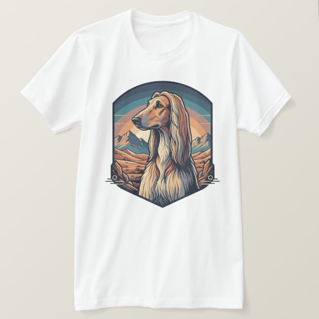 Camiseta Majestic Afghan Hound Mountain Sunset Graphic T-Sh (Frente do Design)