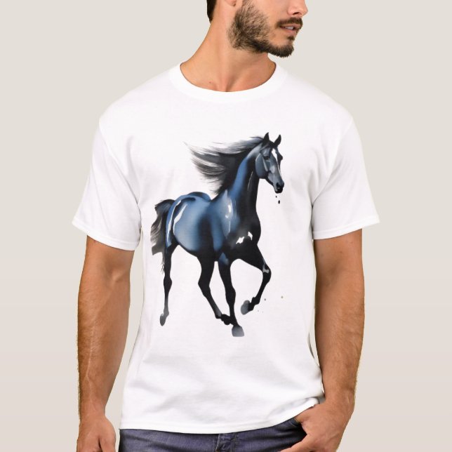 Camiseta Majestic Black Stallion Galloping Men's Graphic (Frente)